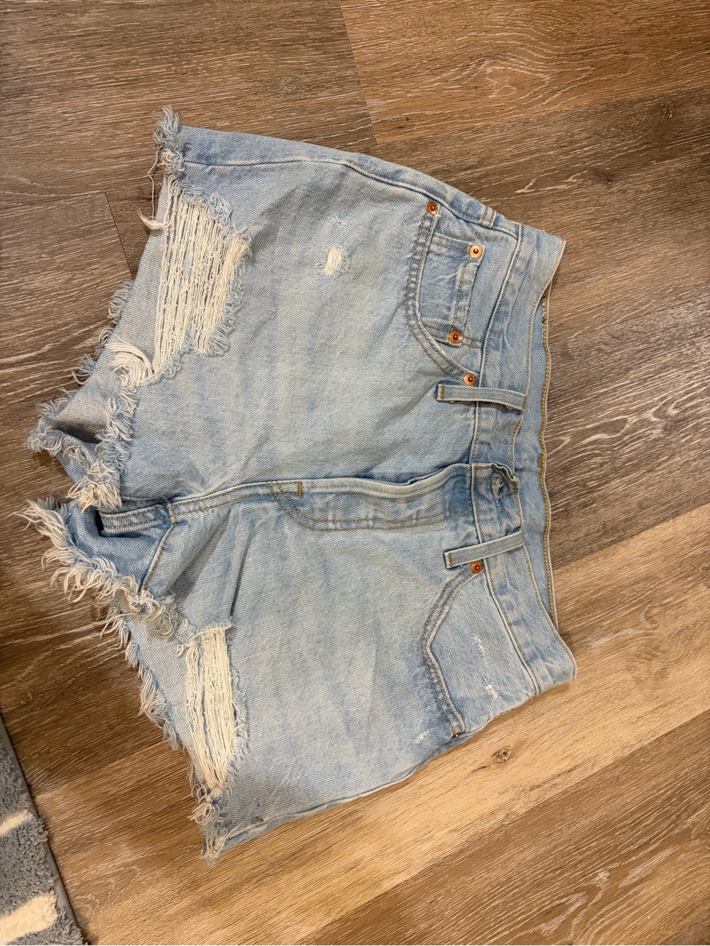 Levi's Light Blue Ripped Denim Cutoff Shorts